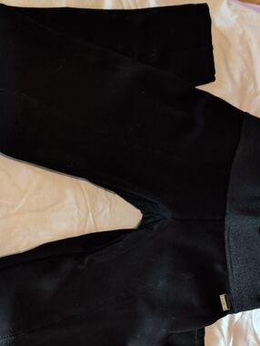 Calvin Klein Black High-Waist Seam Front Leggings with Gold Logo Plaque